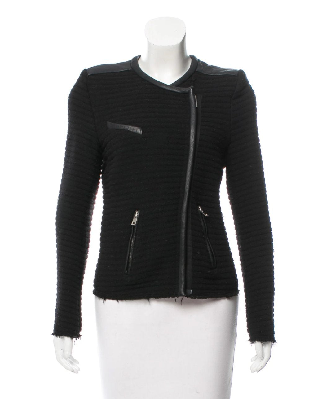 Leather Trim knit Jacket