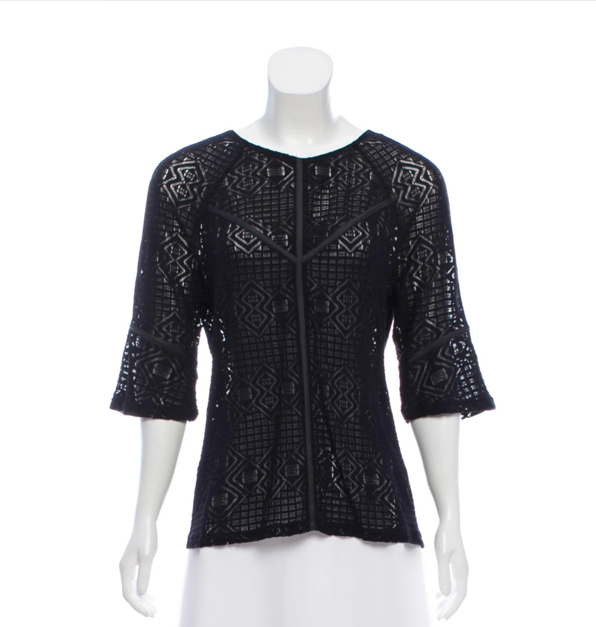 Open  Knit 3/4 Sleeve Top