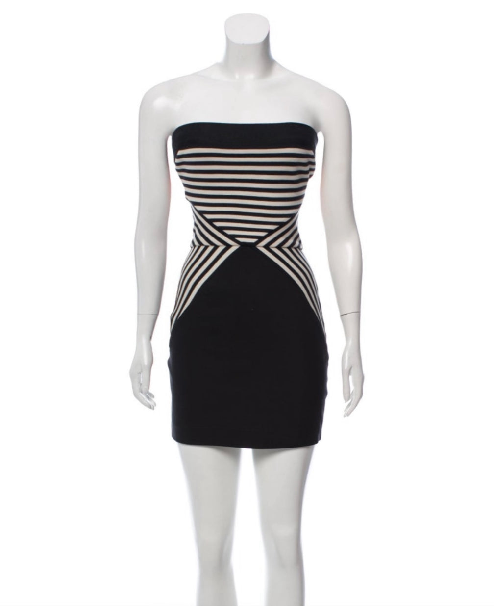 Strapless Stripe Back Zipper Mini Dress