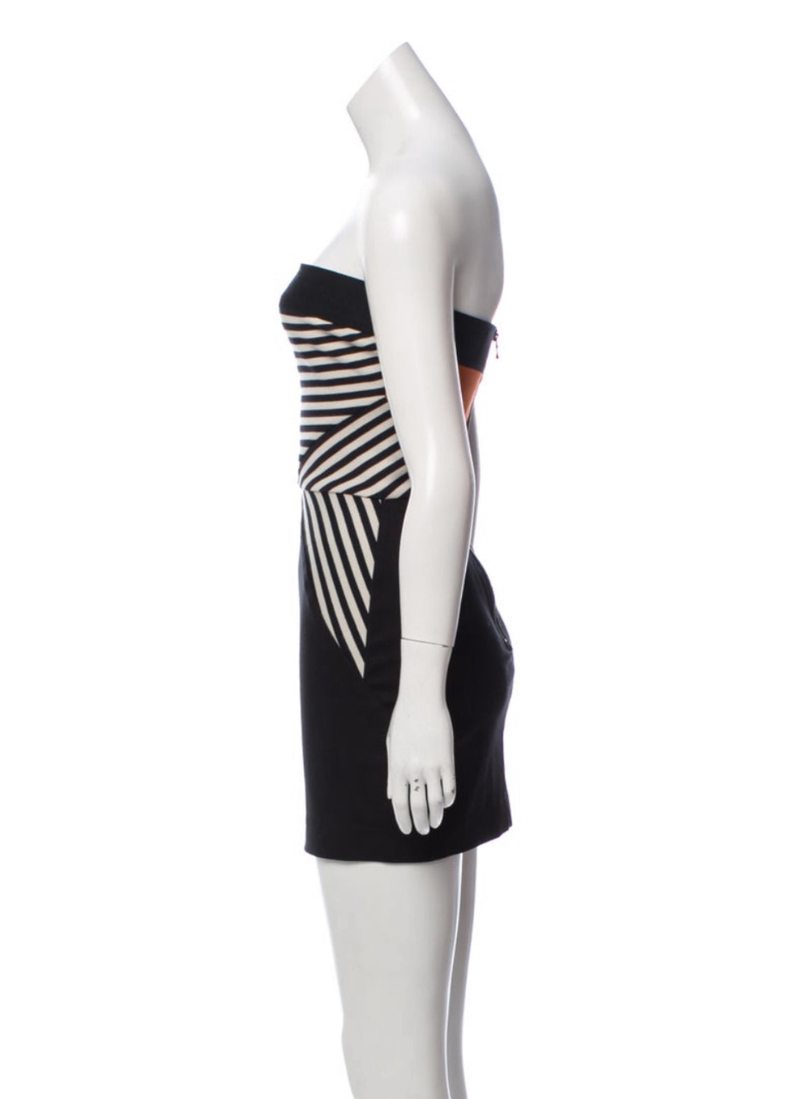 Strapless Stripe Back Zipper Mini Dress