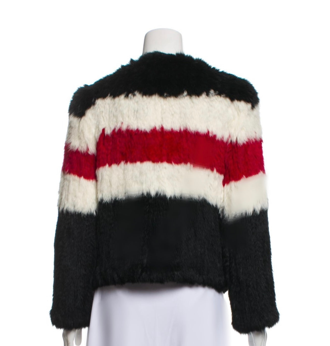 Rabbit Stripe Fur Jacket