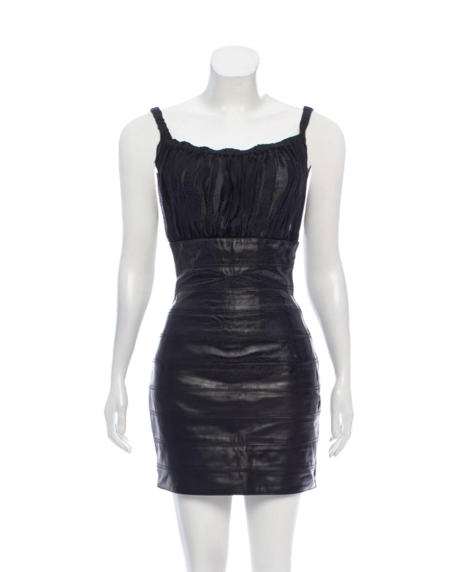 Leather & Silk Mini Dress