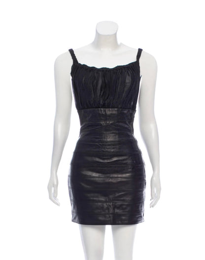 Leather & Silk Mini Dress