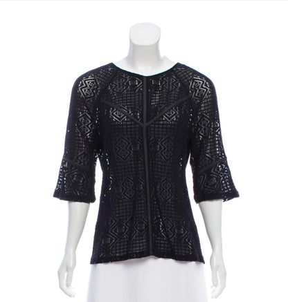 Open  Knit 3/4 Sleeve Top