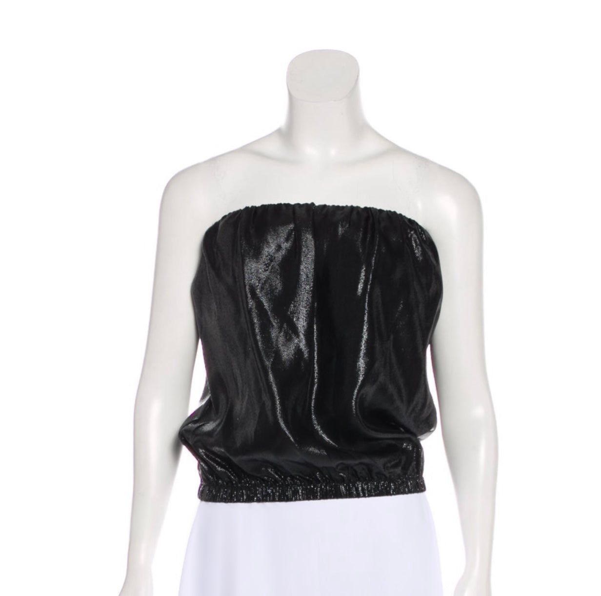 Metallic Silk Strapless Top