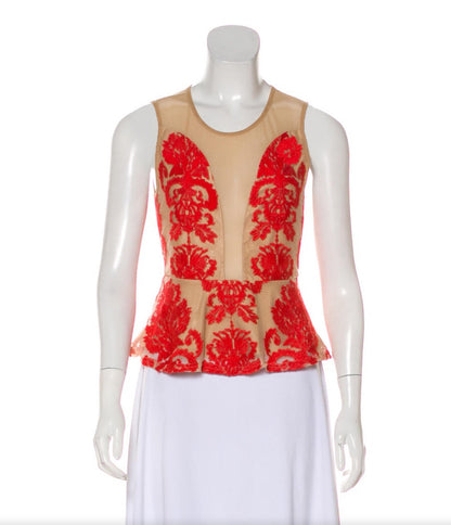 Peplum Mesh  Sleeveless Top