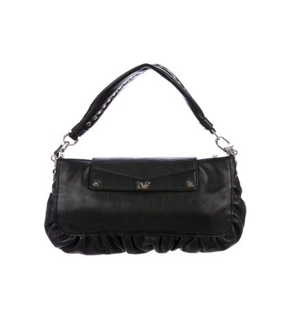 Pleated Leather Purse with Hardware Accents