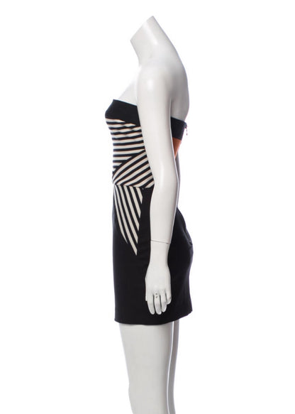 Strapless Stripe Back Zipper Mini Dress
